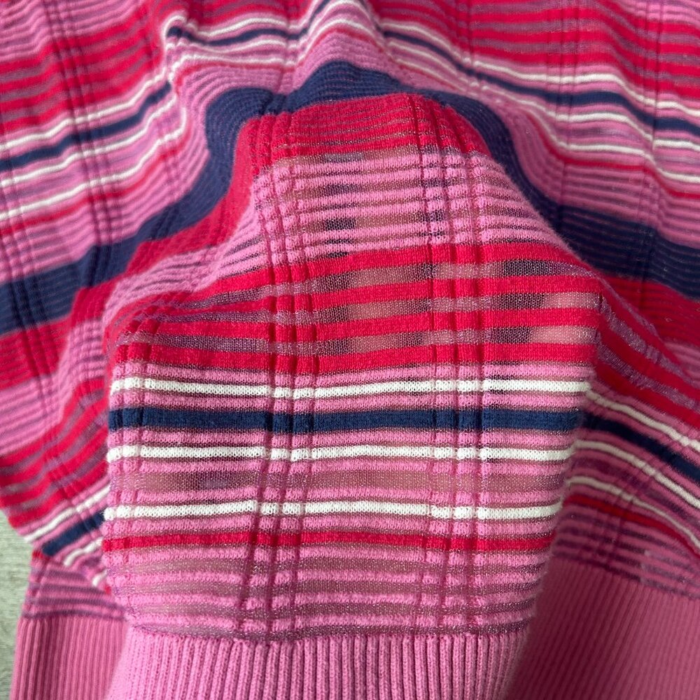 Umgee Pink Stripe Dolman Sleeve Lightweight Semi Sheer Sweater Size Medium K4 - Picture 4 of 6